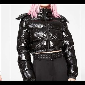 ADIKA leather puffer cropped size small black cropped puffer leather